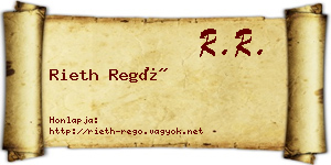 Rieth Regő névjegykártya